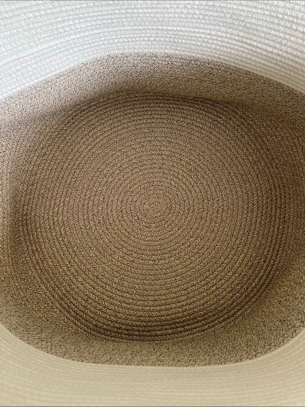 Two-Tone White and Tan Cotton Rope Storage Basket